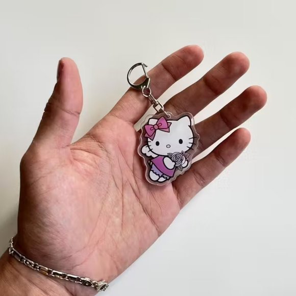 y2k 2000s super cute hello kitty rose keychain - Picture 1 of 6